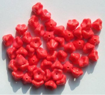 50 7mm Opaque Orange Bell Flower Beads