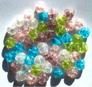 50 8mm Crackle Glass Heart Bead Mix Pack
