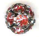 1 10mm Round Gunmetal with Dusty Rose Rhinestones
