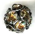 1 12mm Round Gunmetal with Light Colorado Topaz Rhinestones