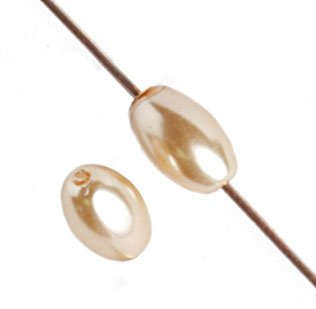 16 inch strand of 7x4mm Beige Glass Pearl Oval Beads