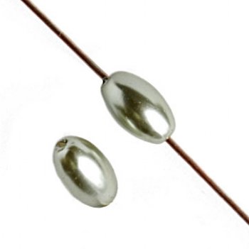 16 inch strand of 7x4mm Sage Glass Pearl Oval Beads
