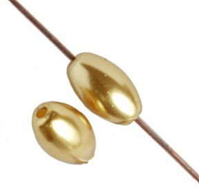 16 inch strand of 7x4mm Gold Glass Pearl Oval Beads