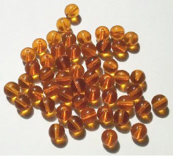 25 8mm Round Transparent Topaz Glass Beads
