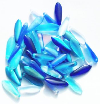 50 5x16mm Matte Transparent Blue AB Dagger Bead Mix Pack