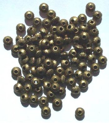 100 3x5mm Antique Gold Pleated UFO Metal Beads