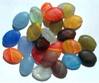 25 16x11mm Flat Oval Marble Matte Mix