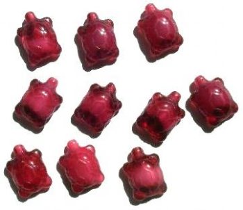 10 19mm Transparent Raspberry Givre Turtle Beads