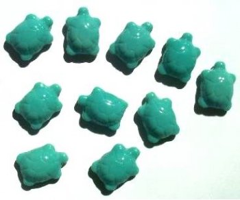 10 19mm Opaque Turquoise Green Turtle Beads