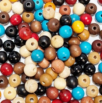 100 8mm Mixed Round Wood with 2mm Hole