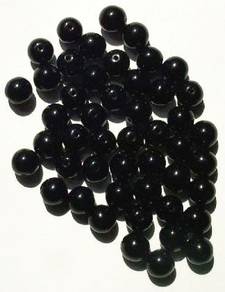 25 8mm Round Opaque Black Glass Beads