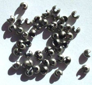 100 3mm Antique Silver Crimp Covers