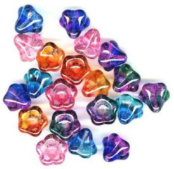 20 11mm Transparent Two Tone Bell Flower Bead Mix Pack