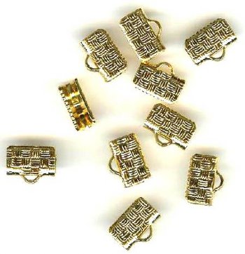10 10x7mm Textured Gold Ribbon Ends