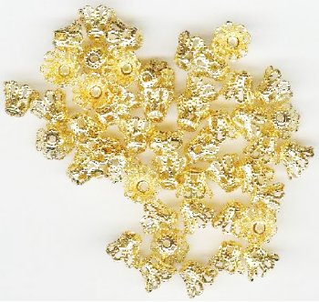 50 7mm Gold Plated Filigrae Bell Bead Caps