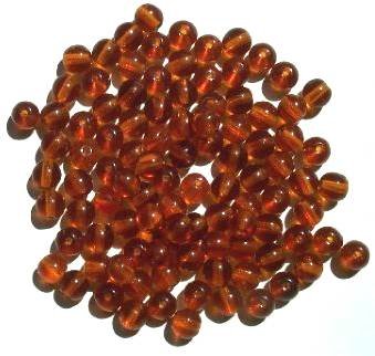 50 6mm Transparent Dark Topaz Round Glass Beads