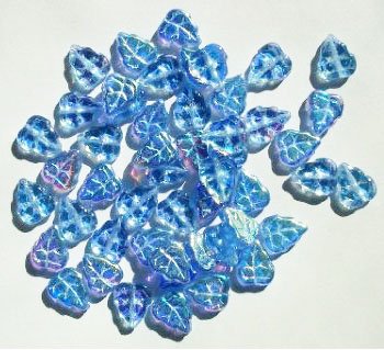 50 10x8mm Transparent Light Sapphire AB Leaf Beads
