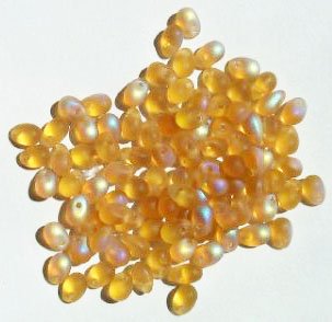 100 4x6mm Transparent Matte Topaz AB Drop Beads