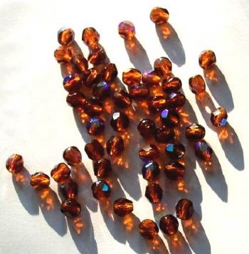 50 6mm Faceted Dark Topaz AB Firepolish Beads