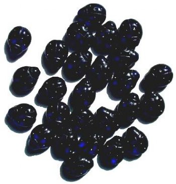 25 14mm Transparent Cobalt Ladybug Beads