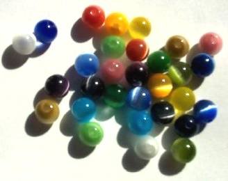 30 6mm Round Rainbow Fiber Optic Cats Eye Bead Mix