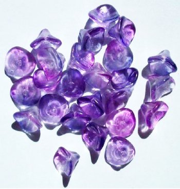 25 9mm Three Petal Drop Crystal Violet Tanzanite Flower Beads