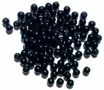 50 6mm Opaque Black Round Glass Beads