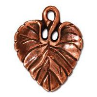 1 18x15mm TierraCast Antique Copper Violet Leaf Pendant