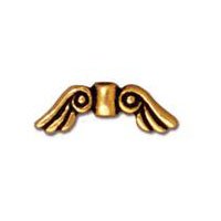 1 5x14mm Antique Gold TierraCast Small Angel Wing Bead