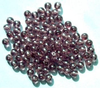 50 6mm Round Lustre Light Amethyst Glass Beads