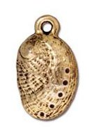 1 16x10mm TierraCast Antique Gold Abalone Shell Pendant