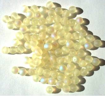 50 6mm Transparent Matte Jonquil AB Round Beads
