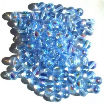 50 6mm Transparent Light Sapphire AB Round Glass Beads