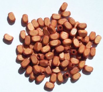 100 6x3mm Light Brown Rounded Edge Rectangle Wood Beads