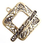 1 22mm Vintage Anti-Brass Square Filigree Toggle