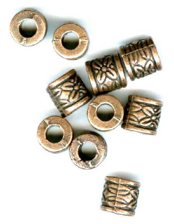 10 8x8mm Antique Copper Floral Tube Beads