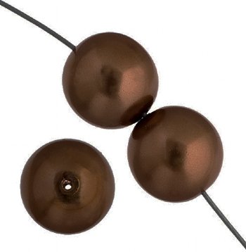16 inch strand of 8mm Round Dark Bronze Glass Pearl Beads
