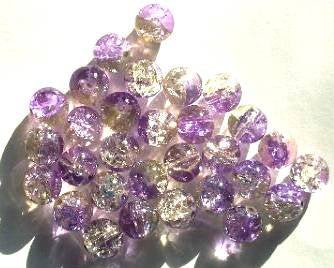 30 10mm Light Yellow & Lilac Crackle Beads
