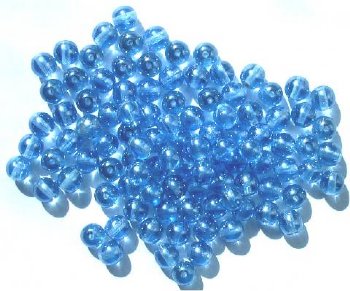 50 6mm Light Sapphire Lustre Round Glass Beads