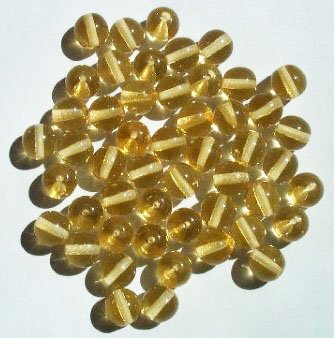 25 8mm Round Transparent Light Topaz Glass Beads
