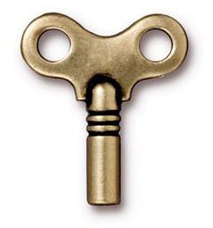 1 22mm TierraCast Brass Oxide Winding Key Pendant