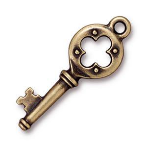 1 27mm TierraCast Brass Oxide Quatrefoil Key Pendant