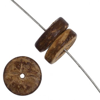 16 inch strand of 16mm Dark Brown Coconut Disk Beads