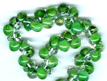 10 10mm Unicorne Green Apple Teardrop Beads (21104)