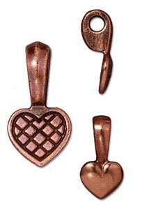 1 20x10mm TierraCast Glue On Antique Copper Heart Bail
