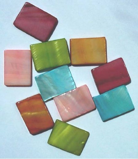 10 20x15mm Flat Rectangle Shell Bead Mix