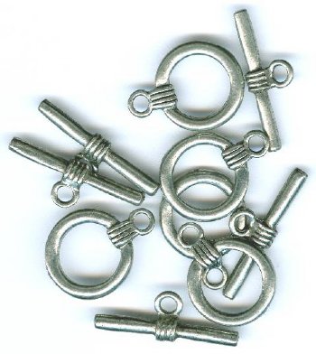 5 16mm Antique Silver Plain Toggle Clasps