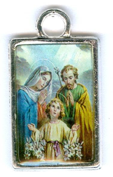 1, 24x13mm Antique Silver Holy Family Resin Pendant