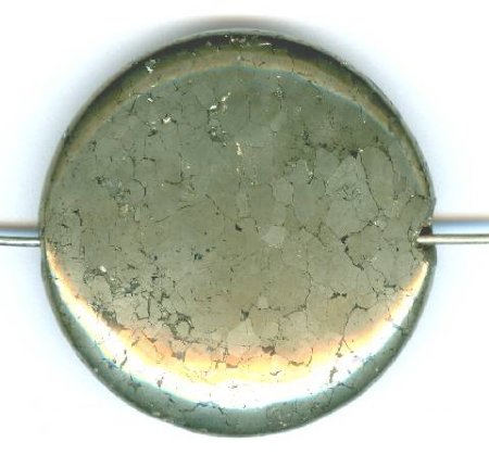 1 30mm Pyrite Coin Bead
