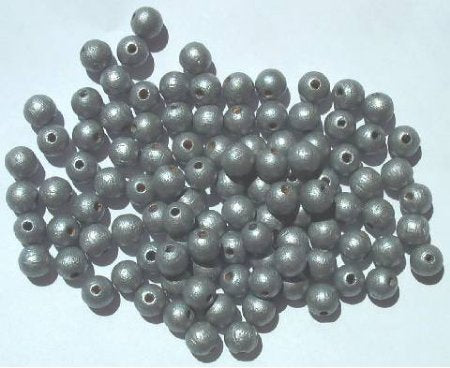 100 8mm Silver Round Wood with 2mm Hole